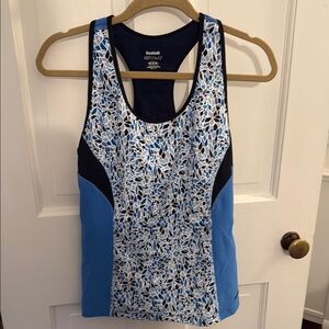 Reebok Black and White Fitted Tank Top